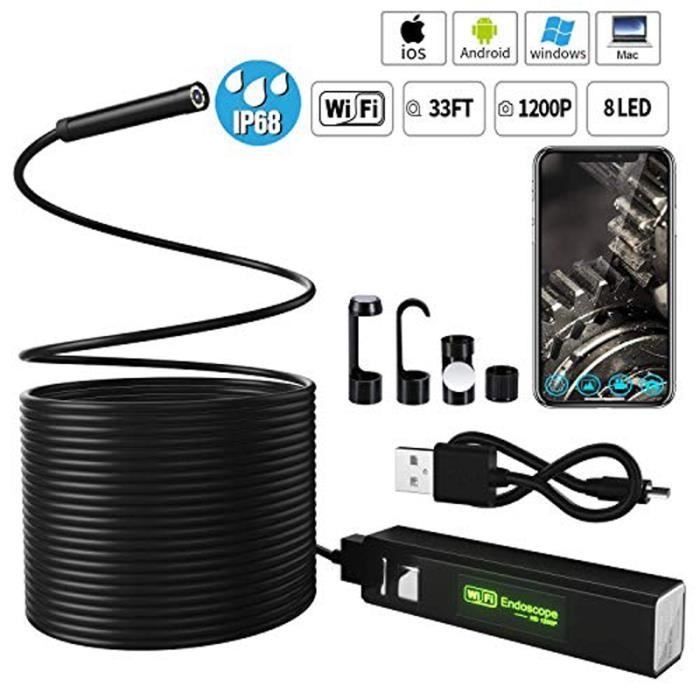Caméra Endoscopique 7.9mm IP67 - 5m De Câble Semi-rigide - Pour Smartphone IOS - Avec LED Et Accessoires (aimant, Crochet, Miroir)