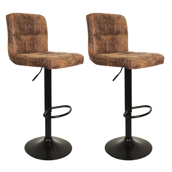 JULIO - Lot de 2 Tabourets Simili Marron Camel JULIO - Lot de 2 Tabourets Simili Marron Camel