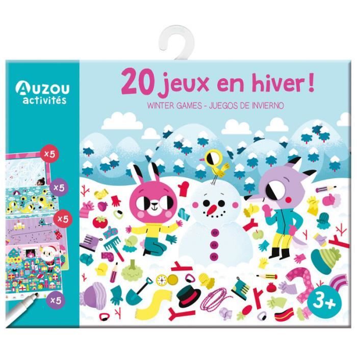 Jeux de société - Auzou - 20 jeux en hiver - Pour enfants de 3 ans et plus - Pochette de jeux