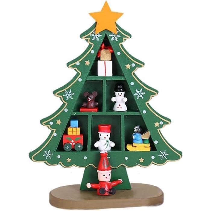 Sapin De Noël De Table En Bois à Décorer - 20x30 Cm Avec 30 Ornements Miniatures - Décoration Et Activité Enfant