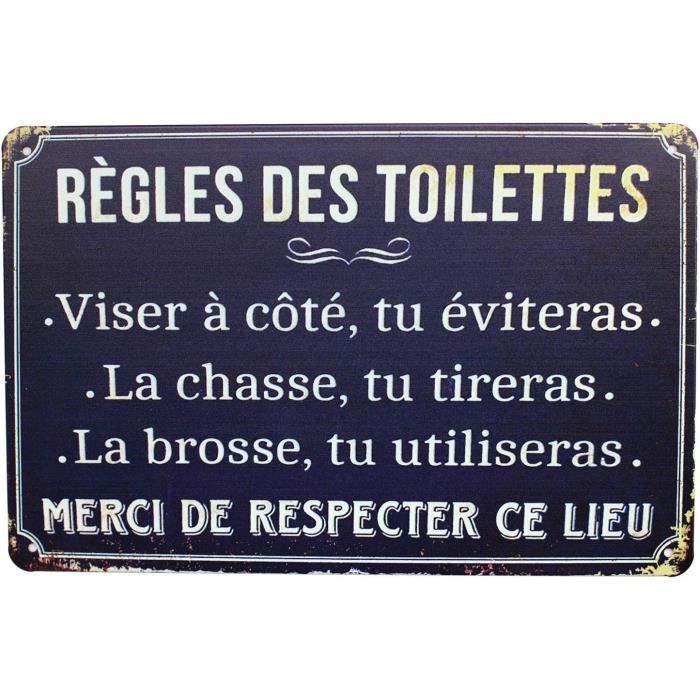 Règles Des Toilettes, Pancarte En Métal Panneau Poster Plaque