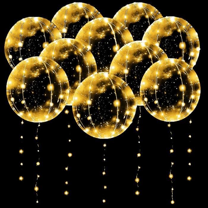 Lot De 50 Ballons BoBo Lumineux LED Avec Guirlande - Transparent Pour Fête Anniversaire