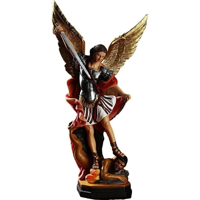 Figurine Archange Michel Vainqueur Du Dragon – Statue Résine Peinte Main 22 Cm, Décoration Spirituelle