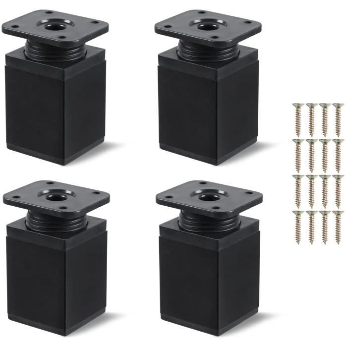 Pied de Meuble Reglable 4 Pièces Pieds de Meubles avec Plaque de