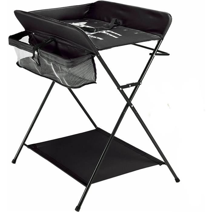 Table à Langer Pliable Pour Bébé Avec Rangements - 81.5x60cm, Supporte 13kg, Ceinture De Sécurité - Pratique Pour La Maison Et Les Déplacements