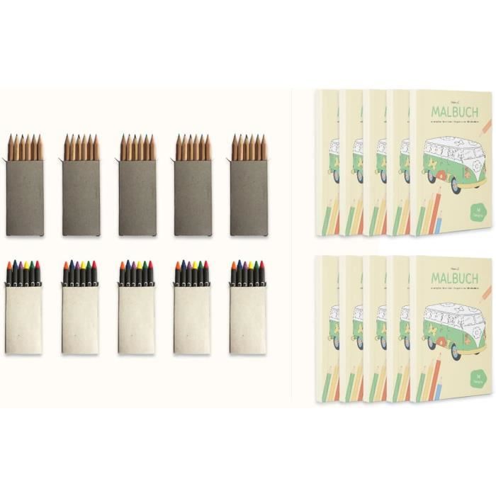 Lot de 10 livres de coloriage avec crayons  Livre de coloriage pour