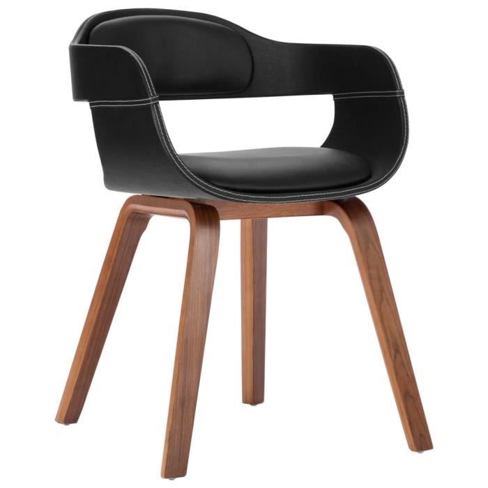 BEST-HOME Chaise de salle à manger Noir Bois courbé et similicuir Luxe et glamour - hg5k12