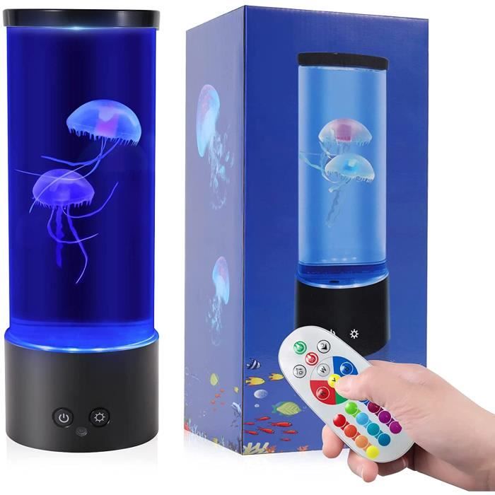 Lampe Meduse Lumineuse Aquarium, Jellyfish Lamp Relaxante Mood Light avec  Télécommande 16 Couleurs Changeantes,Noël Cadeau - Cdiscount Maison