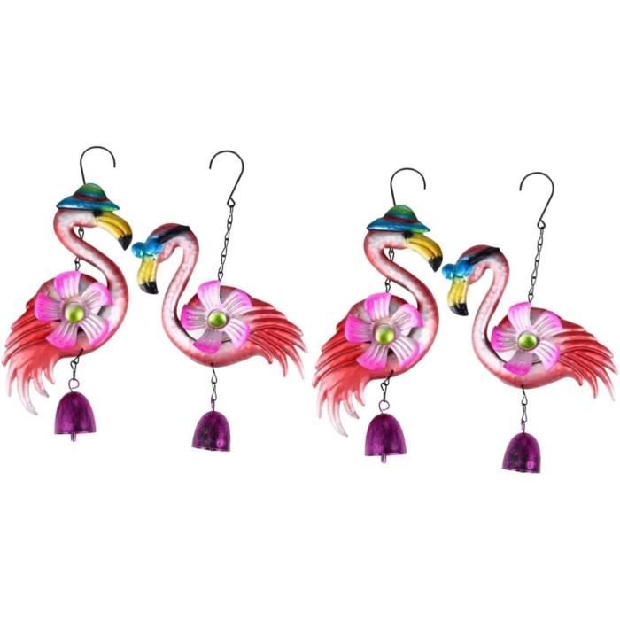 Carillon À Vent En Métal - Flamant Rose - Décoration De Jardin, Patio