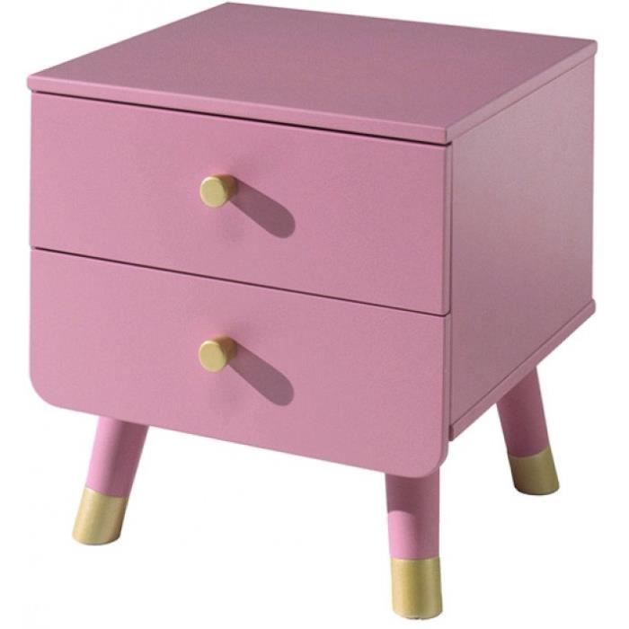Table de chevet rose Billy avec 2 tiroirs - Vipack - Scandinave - Moderne