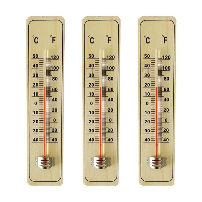 Thermomètre en bois, intérieur et extérieur