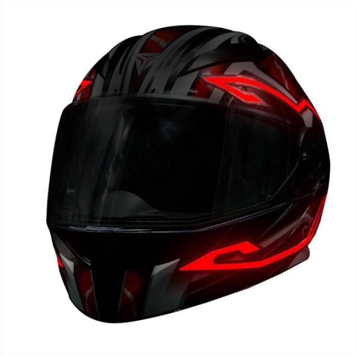 Kit Lumière LED Pour Casque Moto - 4 En 1, Autocollant, étanche, 3 Modes (rouge)