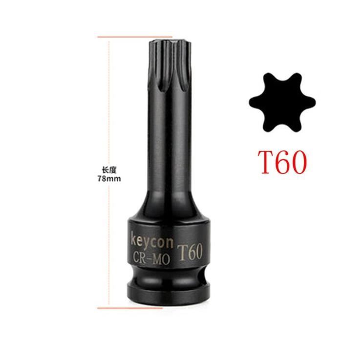 JEUCLEL Douille à Impact Torx étoile à 6 Points T80, Douille Torx 1/2 Pouce Carrée De 3 Pouces De Long, Adaptateur De Visseuse Allongé En Acier Cr-Mo