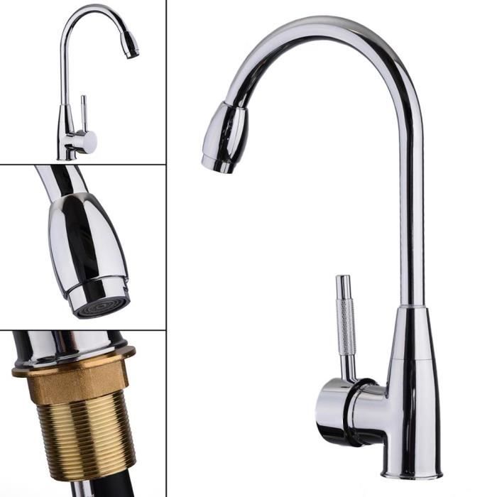 Robinet évier 12V Pour Camping-car, Bateau, Caravane - Bec Pivotant 360° Acier Inox - Avec Interrupteur à Bascule