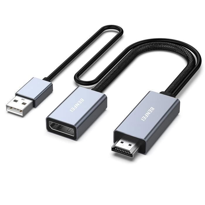 Adaptateur DisplayPort Vers HDMI Mepsies - 4K 30Hz - Convertisseur DP Mâle To HDMI Femelle