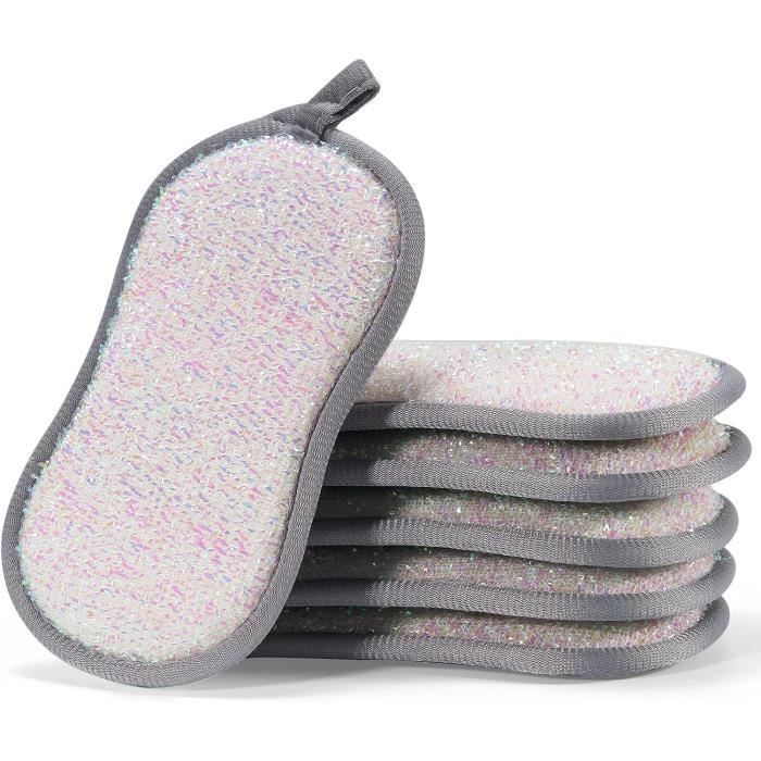 6 pièces tampons à récurer de cuisine en microfibre, éponges