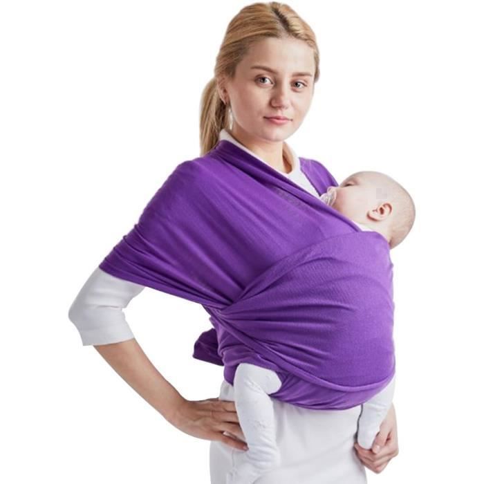 Écharpe de Portage Bébé - BYONDSELF - Porte Bébé Naissance en Coton, Mains Libres Sling Pour Nouveau-né Jusqu'à 16kg, Violet