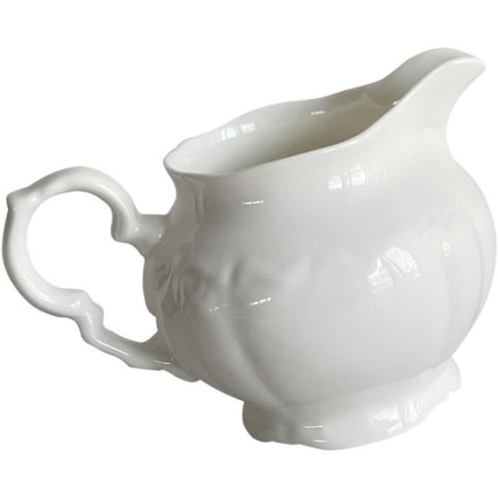 APOMOONS Lot De 6 Petits Pots à Lait En Porcelaine Blanche Avec Cuillères En Céramique - 50ml Pour Café, Crème, Sirop Et Sauces