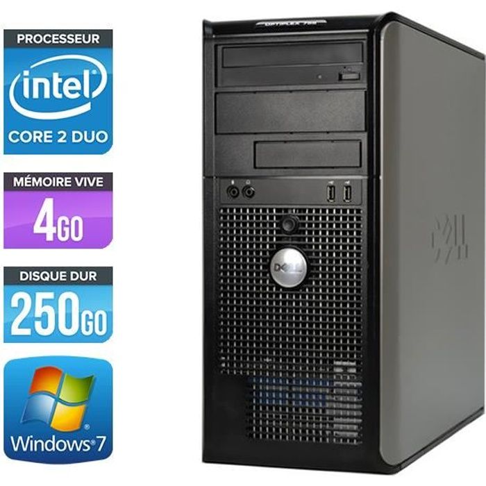 Pc de bureau Dell 780 Tour – Core 2 Duo 2.93 GHz – 4 Go