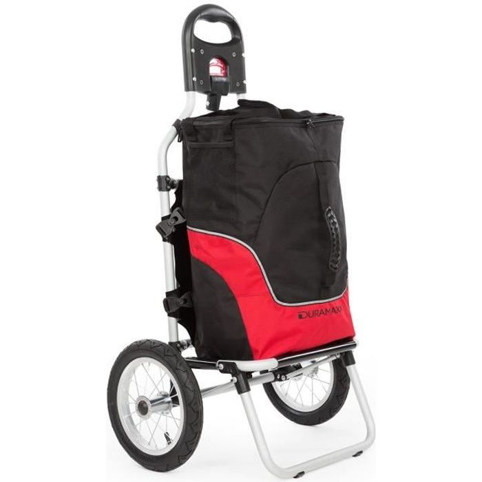 Duramaxx Carry Red Remorque pour vélo avec sac de transport - Chariot à main - Tubes métalliques - Charge 20kg max - Noir et rouge