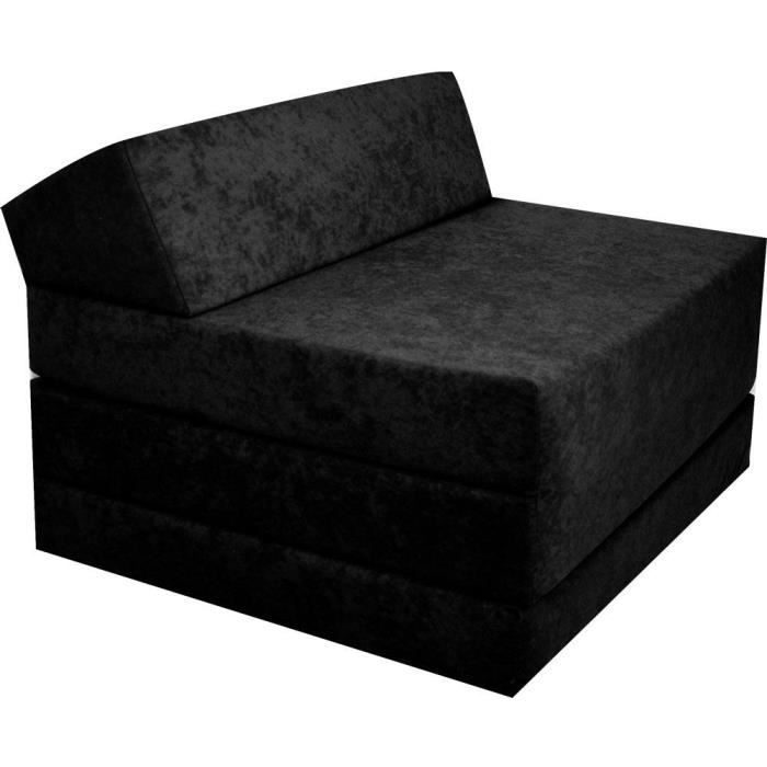 Matelas dappoint pliant avec appuis tete futon 200x70x10 cm NOIR