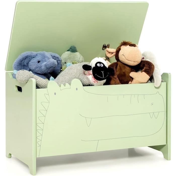 Coffre à Jouets Avec Couvercle Sécurisé - Capacité 20 Kg - Pour Chambre Enfant Ou Salon - Vert
