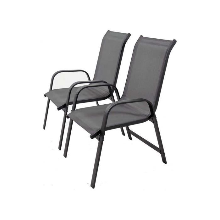 fauteuil de jardin en alu/textilène "porto" - phoenix - gris foncé - lot de 2