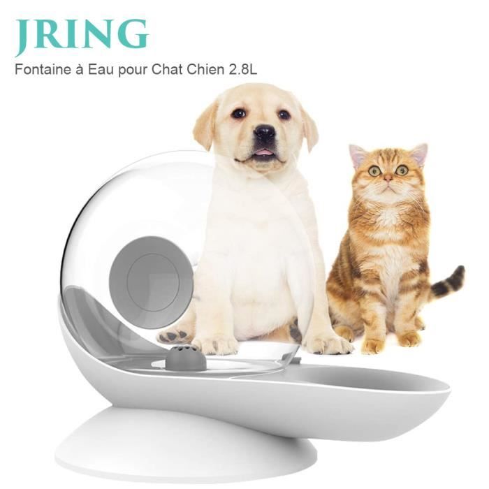 Fontaine à eau pour Chat Chien 2.8L automatique Sans électricité 30,4*15,5*24-Gris