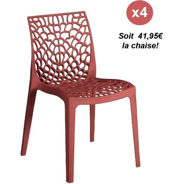 lot de 4 chaises empilables tela / rouge