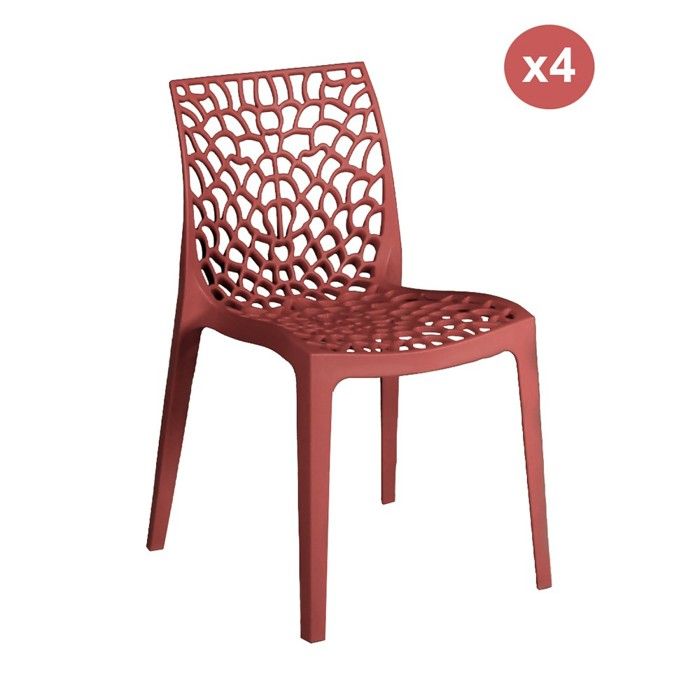 Lot de 4 chaises empilables TELA / Rouge Lot de 4 chaises empilables TELA / Rouge