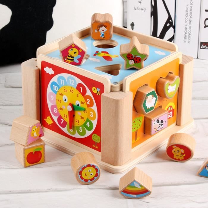 Melissa & Doug Cube Tri Formes Bois – 12 Pièces Colorées – Jouet Éveil 2-5 Ans – Reconnaissance Couleur Forme – Cadeau Classique