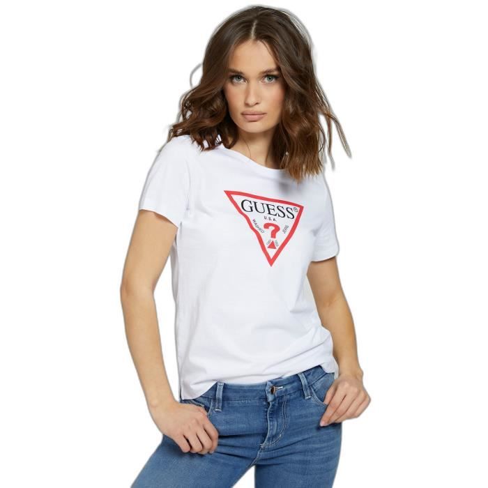 T-shirt femme Guess Original - pure white - XS