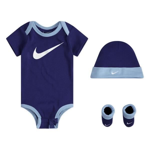 Ensemble de barboteuse + bonnet + chaussons bébé garçon Nike NHN Swoosh - blue gaze - 0/6 mois