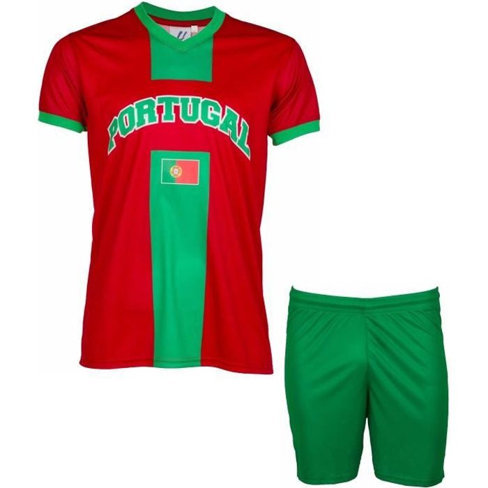 Maillot De Foot Portugal - Enfant/Adulte - Polyester Respirant - Avec Short - Impression 7 - Diverses Tailles