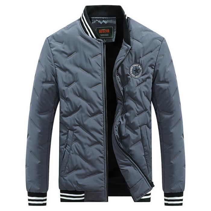 veste homme de Marque Couleur unie veste decontracte lache veste epais L hiver Nouveau Vetement Masculin blouson Gris