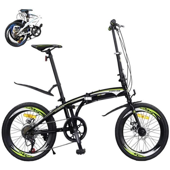 Vélo Pliant 20 Pouces, 7 Vitesses, Pour Adultes Et étudiants - Cadre Acier, Poids 13 Kg, Charge Max 90 Kg, Blanc