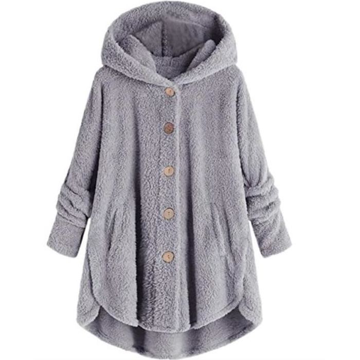 Veste Polaire Femme Chaude Manteau Col Roulé Tops Chapeau Mode Hiver Grand  Taille Bouton Manteau Pelucheux Sweat à Capuche Gris - Cdiscount  Prêt-à-Porter