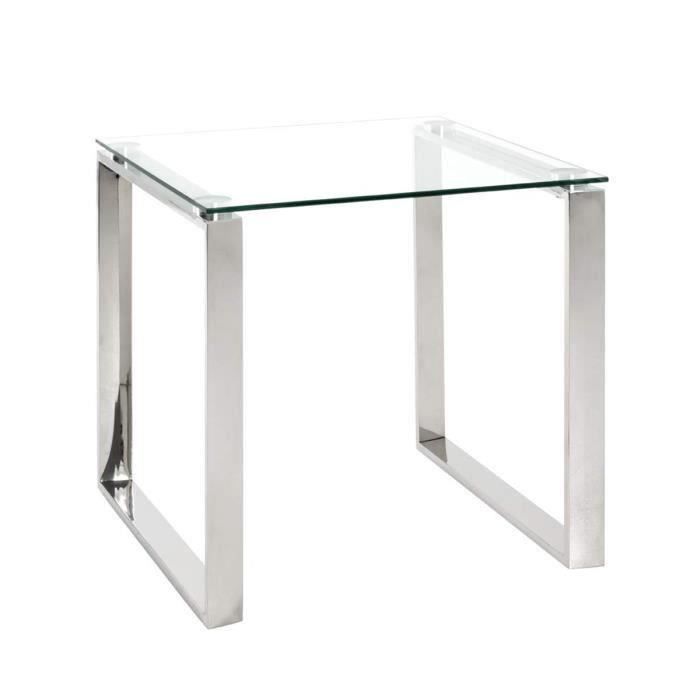 Table d'appoint en inox et verre trempé - Diamètre 50 x Hauteur 55 cm Table d'appoint en inox et verre trempé - Diamètre 50 x Hauteur 55 cm