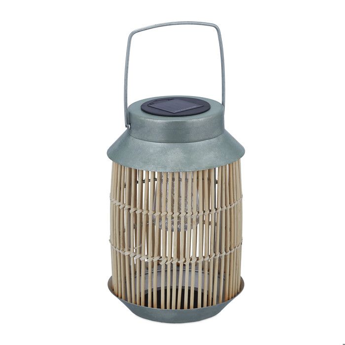 Relaxdays Lampe solaire d’extérieur lanterne LED intégrée jardin balcon terrasse luminaire extérieur rotin marron