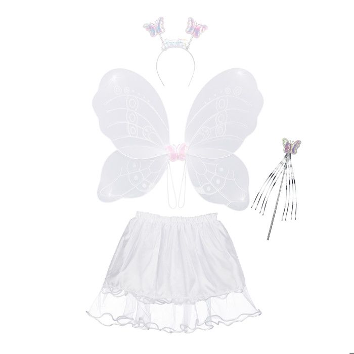 Déguisement Fée Papillon 4 Pièces Tante Tina - Ailes, Baguette, Diadème Et Jupe Pour Enfants