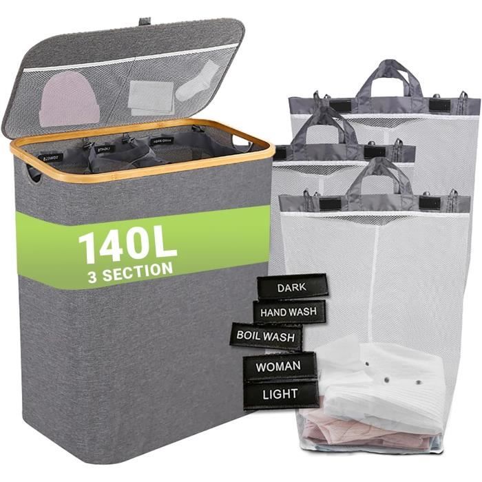 Chariot à Linge Avec 3 Paniers Amovibles Et Roulettes - Yorbay - Organisation Pratique Pour La Maison
