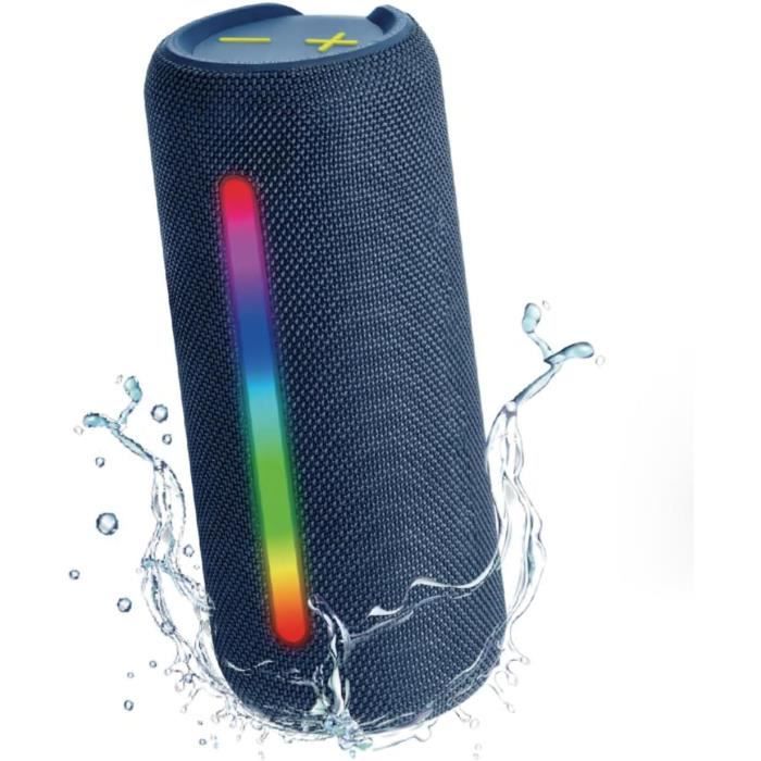 Enceinte Bluetooth Ortizan IPX7 - 24W - Étanche - Lumière LED RGB - 30h Autonomie - Double Appairage Stéréo