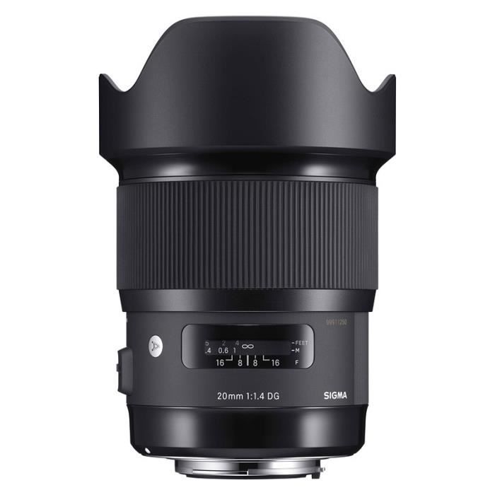 Objectif grand angle SIGMA 20mm f/1,4 ART Canon - Ouverture F/1.4 - Distance focale 20mm - Poids 950g