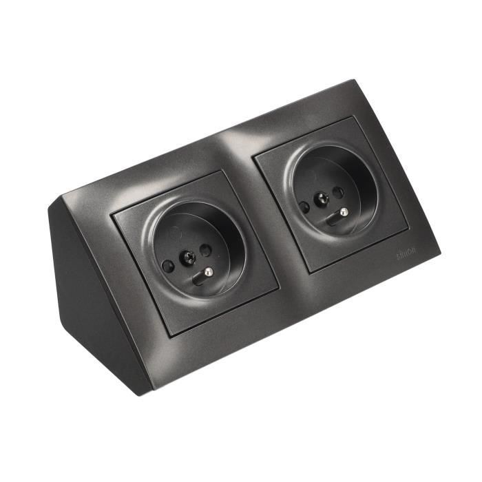 Prise d'angle double 2x230V Type F 16A anthracite Kontakt Simon