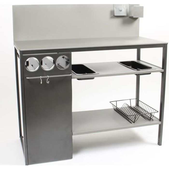 Desserte Cuisine D Exterieur 110 5 X 53 5 X 113 Cm Avec Plan De Travail Et Credence Wallis Somagic Cdiscount Jardin