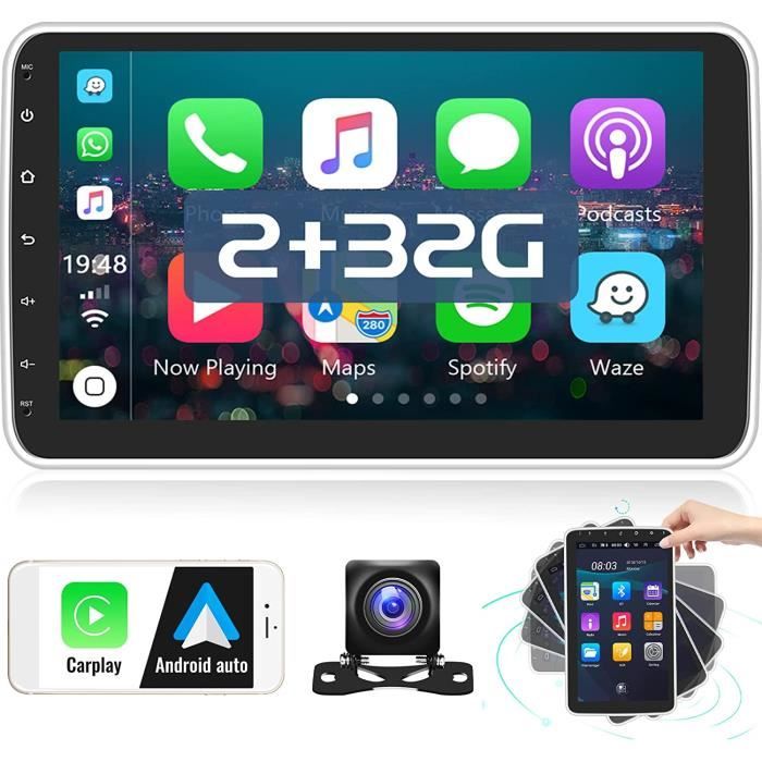KTTCORLP Autoradio Linux 7″ Sans Fil CarPlay & Android Auto – Compatible 2007-2015, DSP, Bluetooth, FM/AM, USB, Blanc