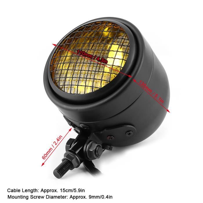 Rétro Vintage Moto Phare LED Universel avec Grille Moto Éclairage Phare | FR