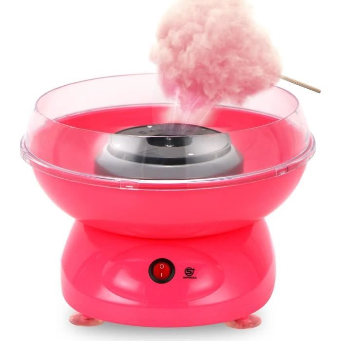 SIDRAL Machine à Barbe à Papa + 10 Bâtonnets + 10 Dosettes De Sucre Et Cuillère Doseuse à Sucre, Facile à Utiliser Pour Adultes, Machine à Barbe à Papa (Rose
