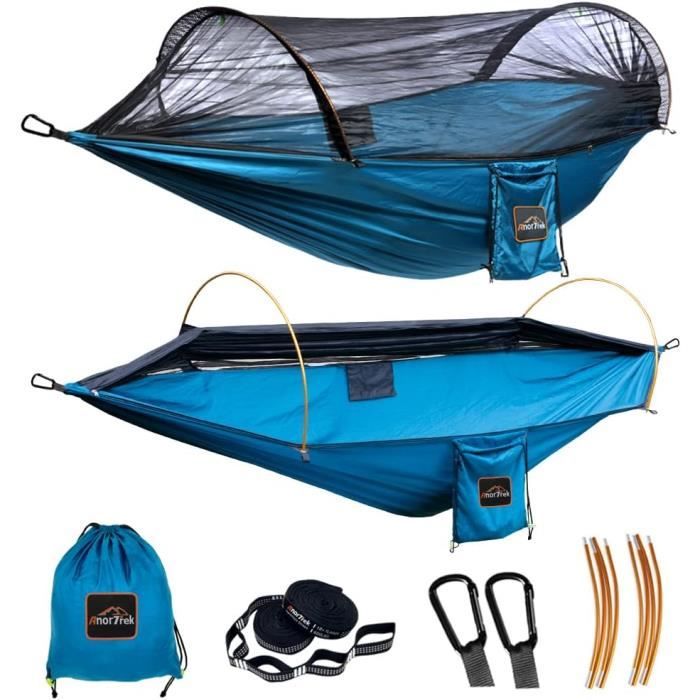 LFL Hamac De Camping Avec Moustiquaire, Hamacs Avec Sangles D'arbre De 4 M, Mousquetons, Hamac