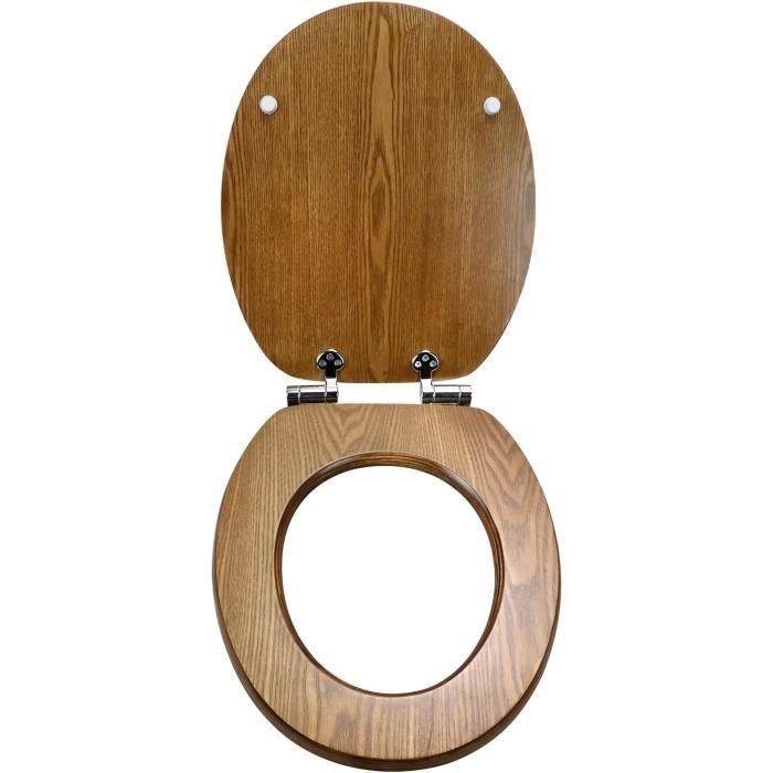 Abattant Wc En Bois Massif Naturel, Lunette De Toilette En Bois  Contreplaqué, Cuvette De Toilette Avec Frein De Chute, Facile[H1299] -  Cdiscount Bricolage